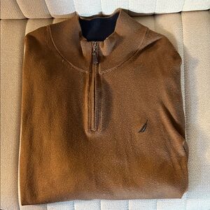 Nautica Men's Brown Zip-Up Sweater